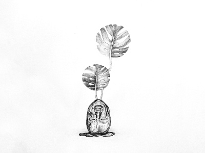 Humans blooming bloom drawing face flower glass human leaf pencil plant portrait vase work