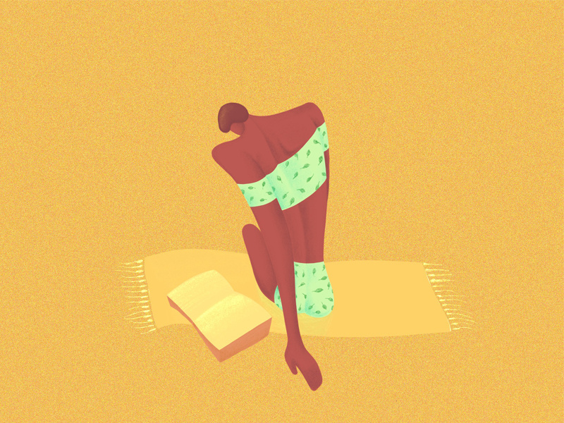 Summer babe procreate ipad drawing illustration sun tan lady vintage swimsuit summer woman affinity designer