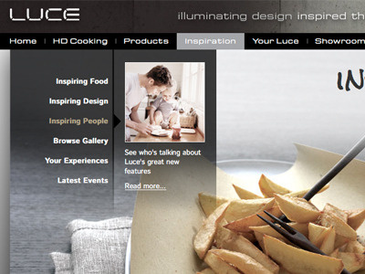 Luce (by Hotpoint) Website in development 'inspiration section' graphic design hotels marketing web design website design