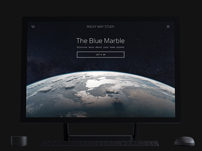 The Blue Marble 3d blender cosmos dark earth interface landing milky way minimal modeling render space ui ux web