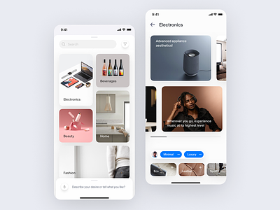 Shopping experience UI aesthetic categories clean clean ui ios ios app luxury minimal natural navigation shopping simple simplicity space ui ux