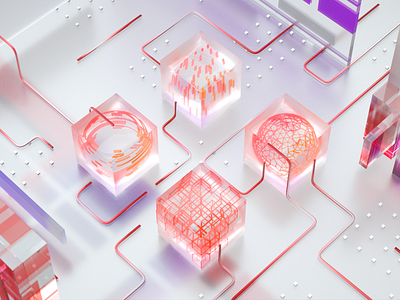 Glass cube CG illustration