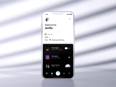Voice centered AI launcher apple ios iphone launcher lights mobile music nest operating system os player simple smarthome sound thermostad ui ux voice vui weather