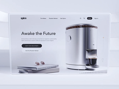 Spinn Web site design android animation app branding coffee content home ios landing layout machine minimalistic responsive simple simplicity site spinn transitions web white