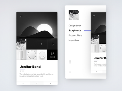 Profile for product design exploration android clean concept design flat menu product profile ui ux white