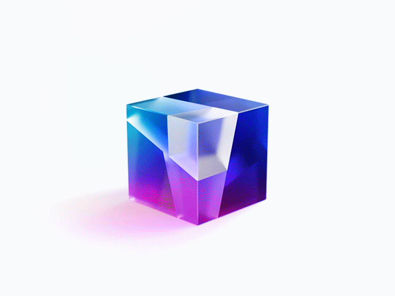 Frosted glass cube motion exploration for product philosophy