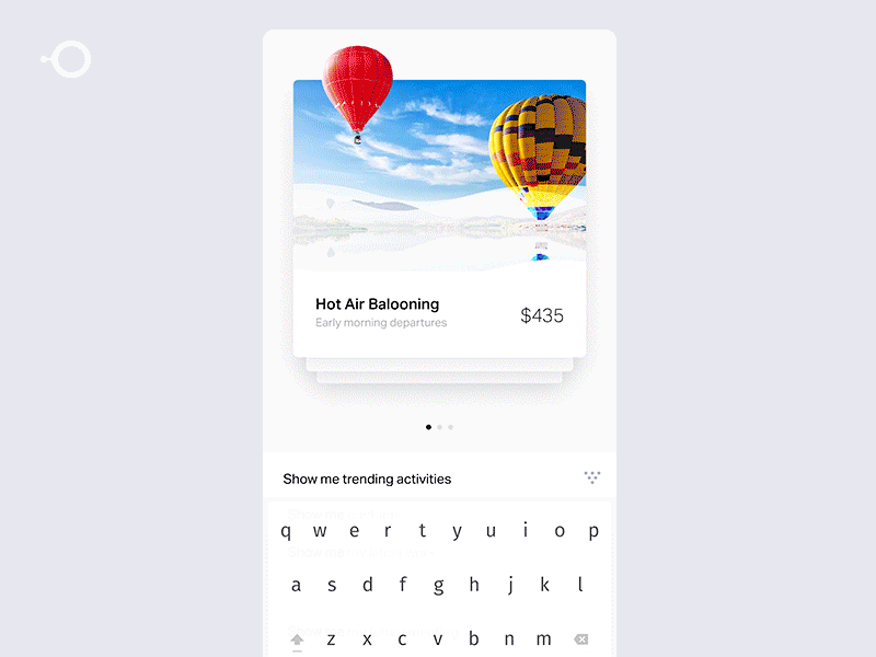 Instant typing user interface for natural AI ai instant intellect keyboard loading luxury natural tickets travel typing ui ux