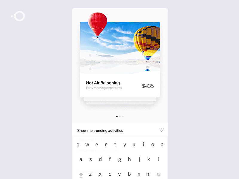 Instant typing user interface for natural AI intellect luxury travel keyboard tickets instant loading typing ux ui ai natural