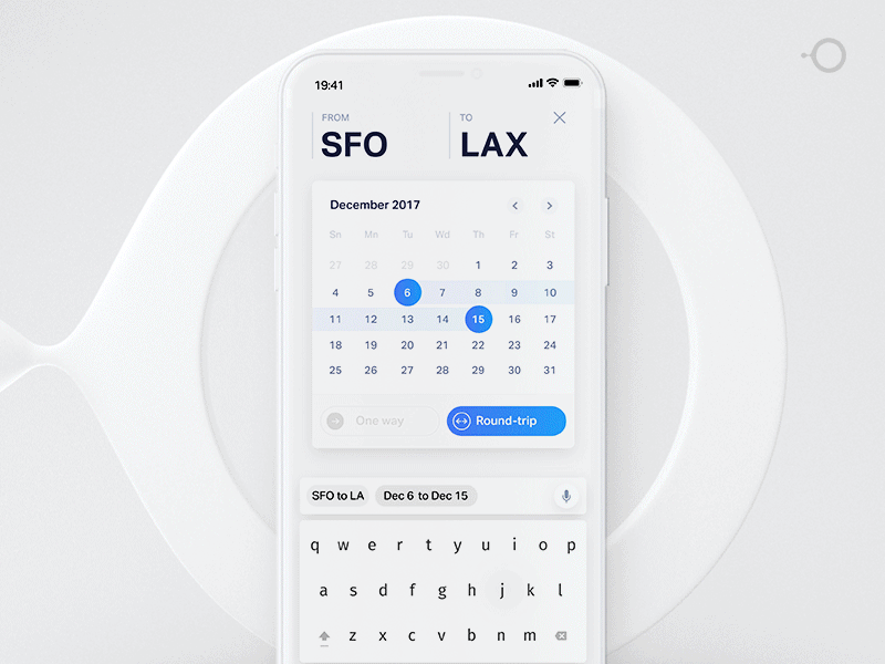 Booking flight with active interface icons 3d uidesign future ios os white keyboard ux uid cards blocks calendar list flight flights booking ai motion ui