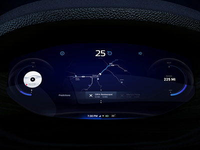 Cluster Navigation design animation blue car car dashboard circle cluster electric energy hmi instrument map motion navi navigate navigation operating system poi points round sfmotors