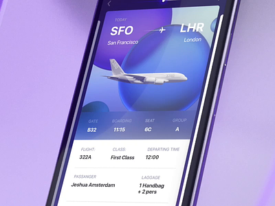 Boarding pass with a seat map preview 3d animation blue boarding pass c4d flight glass illustration interior iphonexr map maps motion passport preview seat seating seats travel ui