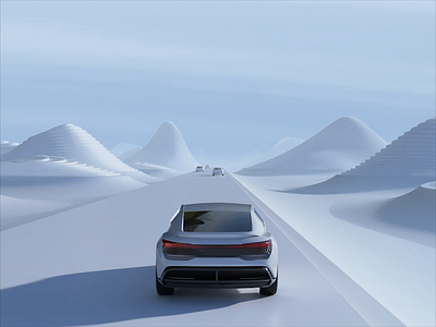 Audi Aicon speed road 3d aicon audi automotive branding c4d car city future futurism grill illustration rear render road valley view white