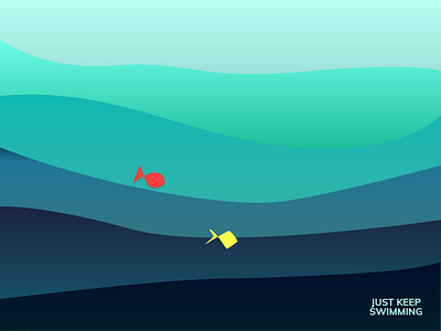 just keep swimming abstract art adobe xd art branding depth design fish icon illustration minimal ui under the sea