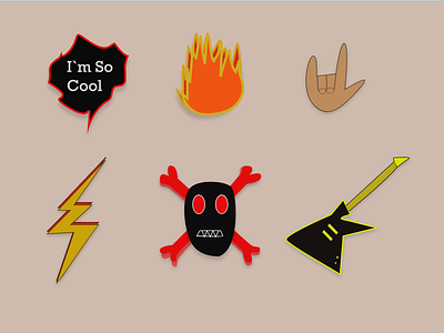 Rockstar starter pack abstract adobe xd branding cool design fire guitar icon iconset illustration lightening bolt logo minimal red rock rockstar skull teenage ui vector