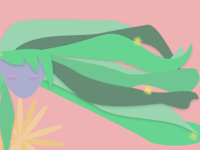 Mermaid angel green ocean peace divine flower hair mermaid girl adobe xd art abstract abstract art illustration vector minimal design