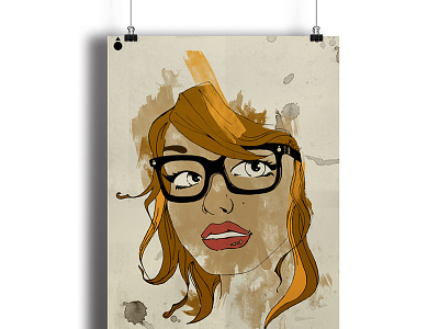 Ilustration Girl chica girl hipster ilustración ilustration paint pintura poster skimboard