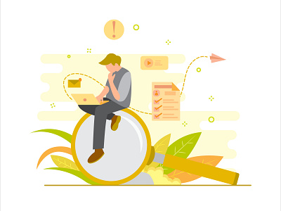 Thinking character colourfull concept cute design finance flat flat illustration flatdesign icon illustration illustrator line lupe ui ux vector web web design work