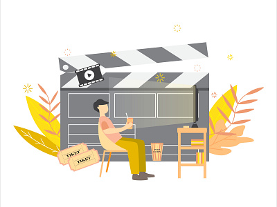 Movie Time animation colourfull cute design flat flatdesign flatillustration icon illustration illustrator line movie simple style ui ux vector wallpaper web webdesign
