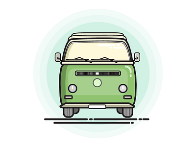 VW Bus animation car classic colourfull cute design digitalart emoticon flat flatdesign happy icon illustration illustrator line mbe pencil smiles vector vw