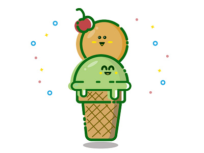 Ice Cream animation colourfull cute design dessert emoticon face flat flat design food happy ice cream icon illustration illustrator laughter line mbe smiles vector