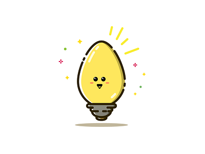 Lamp animation colourfull cute design digitalart emoticon flat flatdesign happy icon illustration illustrator line mbe pencil smiles vector yellow