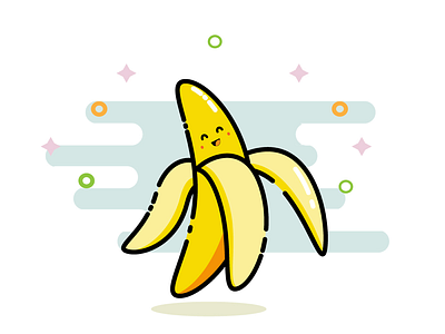Banana animation colourfull cute design digitalart emoticon flat flatdesign happy icon illustration illustrator line mbe smiles vector