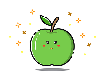 Apple animation apple colourfull cute design digitalart emoticon flat flatdesign happy icon illustration illustrator line lineart mbe smiles vector