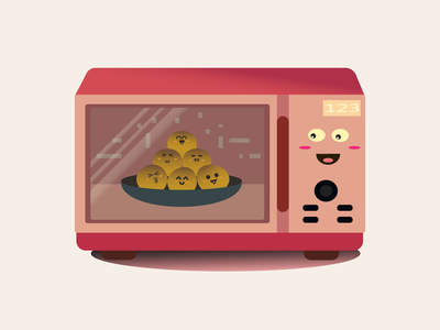 Microwave kitchen appliance cute kawaii cartoon Vector Image