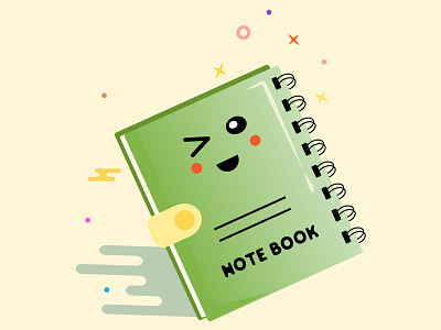 Green Note Book animation art colorful cute design emoticon flat flatdesign icon idea illustration illustrator mbe style vector