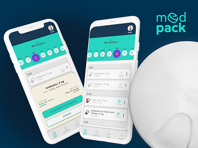 MedPack WIP adobe app design application design branding figma logo pill dispenser product design smart device ui ux work in progress