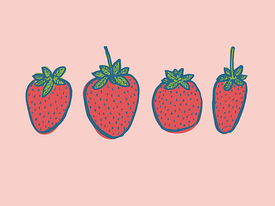 Sweet Strawberries berries brush pen design food illustration fruit fruit illustration hand drawn illustration strawberry vector