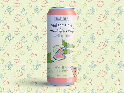 Watermelon Cucumber Mint Seltzer Can with Pattern