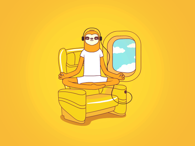 Travel time! animation character design flight fun gif journey motion plane sloth travel yoga