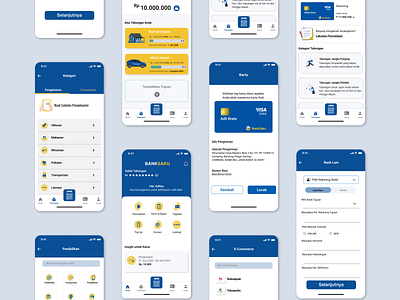 BANKSAKU Mobile App - 3 app bank bank digital blue branding design illustration ios minimal portofolio showcase ui ux yellow