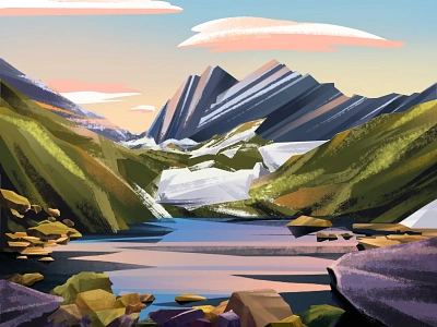 Udziro Lake art design dribbble dribbbleshot graphic design illustration illustrationart landscape landscapeart mountains