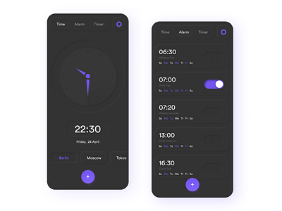 Neomorphism Clock Design alarm clock darkmode design designs mobile mobile design mobile interface mobile ui neomorphic neomorphic ui neomorphism user experience user interface