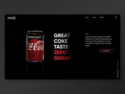 CocaCola Zero Webdesign black cocacola darkmode desktop desktopdesign popular product design trend trend2020 ui uidesign ux uxdesign webdesign zero