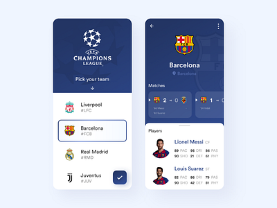 UEFA Championships League App UI