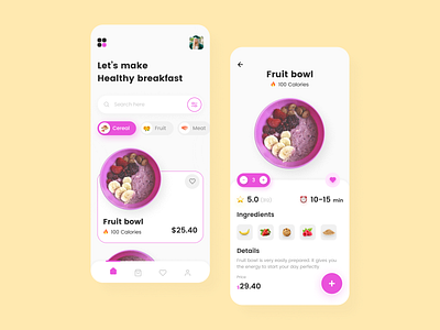 Food App app food food and drink food app mobile pink popular trend ui ui ux design uidesign uiux ux