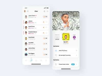 Snapchat Redesign design mobile redesign snapchat trend ui ui design ux uxdesign
