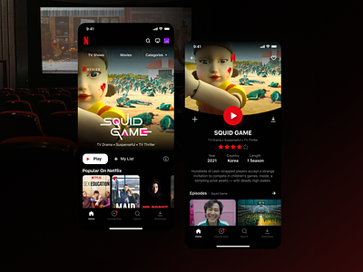 Netflix App Redesign app appdesign design mobile netflix squid game trend ui ui design uidesign uiux ux uxdesign