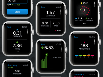 MapMyRun Apple Watch apple watch design running sport statistic statistics stats training ui