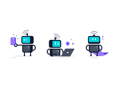 Poser Robots colmac robotics droid geometry illustration lines minimal outline robot tech vector