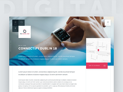 The Digital Hub / Event page card clean design event map minimalist post tech the digital hub ui ux web