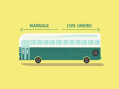 50's bus animation bus discrimination equality illustration marriage old school
