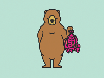 Say Sorry Bear animal bear card character fish salmon sorry