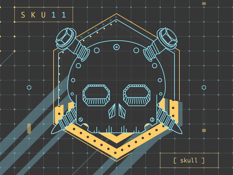 SKU11 computer display future hexagon interface robot scifi skull