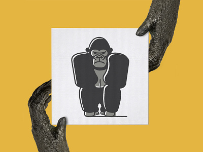 Gorilla card animal gorilla greetingcard hands illustration manly postcard print stationery tough