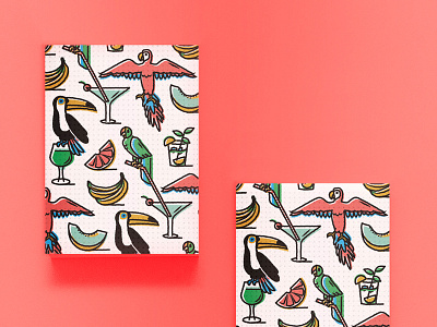 Tropical Low Five Card bananas bird birds cocktails drinks fruit melon parrot parrots party stationery tropical