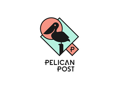 Pelican Post font logo logodesign outlines pelican post sunset typography